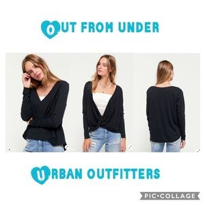 Out From Under Callie Draped Surplice Black Top